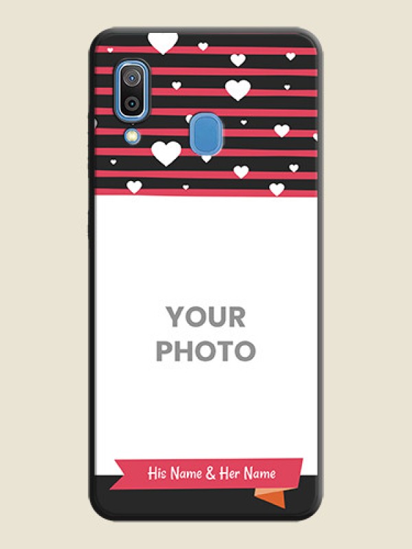 Custom White Color Love Symbols with Pink Lines Pattern on Space Black Custom Soft Matte Phone Cases - Galaxy M10s - alternate view