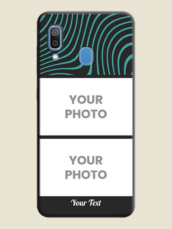 Custom Wave Pattern with 2 Image Holder on Space Black Personalized Soft Matte Phone Covers - Galaxy M10s - alternate view