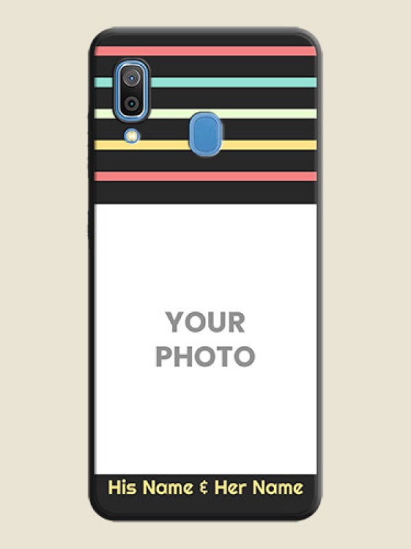 Custom Color Stripes with Photo and Text on Photo on Space Black Soft Matte Mobile Case - Galaxy M10s - alternate view