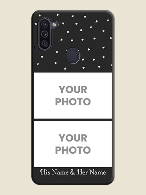 Custom Miniature Love Symbols with Name on Space Black Custom Soft Matte Back Cover - Galaxy M11 - alternate view