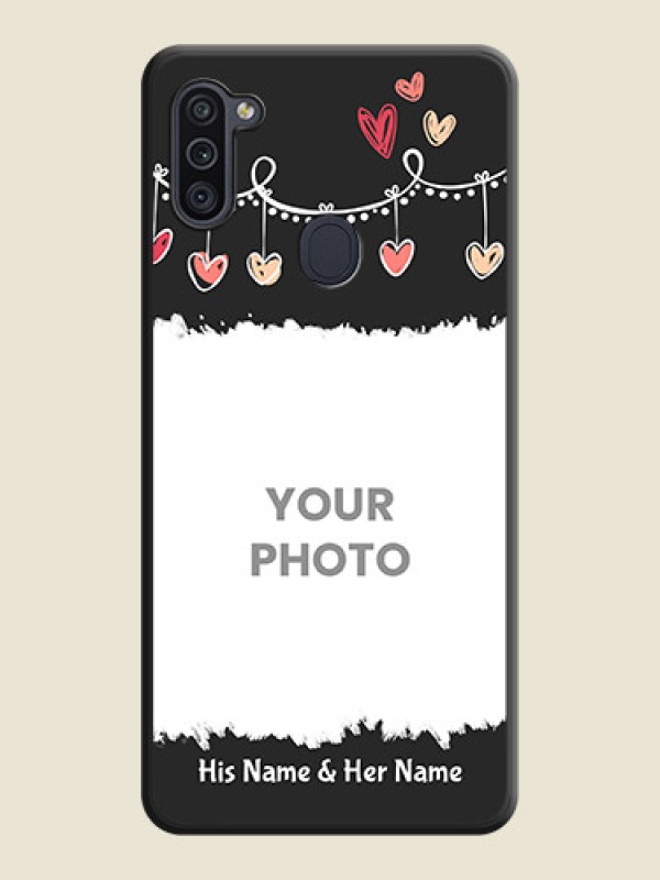 Custom Pink Love Hangings with Name on Space Black Custom Soft Matte Phone Cases - Galaxy M11 - alternate view