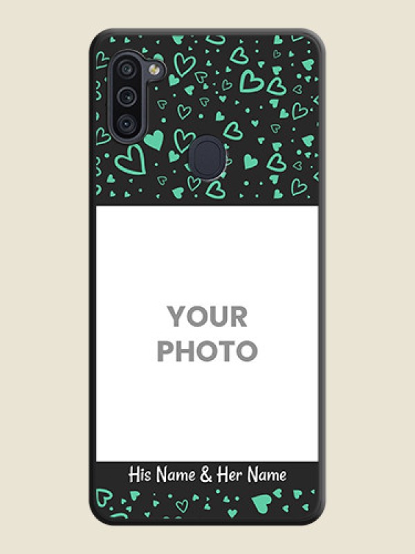 Custom Sea Green Indefinite Love Pattern on Photo on Space Black Soft Matte Mobile Cover - Galaxy M11 - alternate view