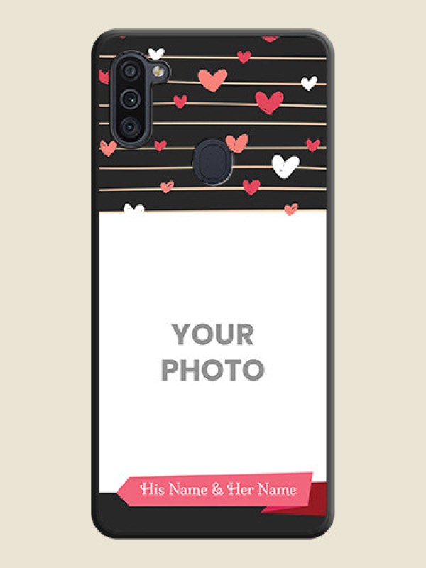 Custom Love Pattern with Name on Pink Ribbon  on Photo on Space Black Soft Matte Back Cover - Galaxy M11 - alternate view
