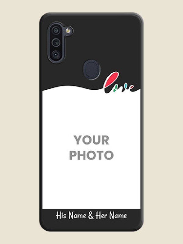 Custom Fall in Love Pattern with Picture on Photo on Space Black Soft Matte Mobile Case - Galaxy M11 - alternate view