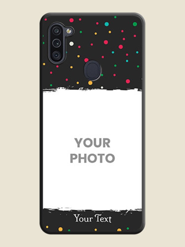 Custom Multicolor Dotted Pattern with Text on Space Black Custom Soft Matte Phone Back Cover - Galaxy M11 - alternate view