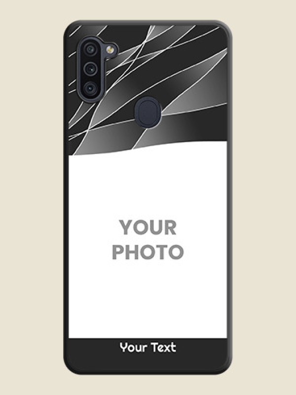 Custom Mixed Wave Lines on Photo on Space Black Soft Matte Mobile Cover - Galaxy M11 - alternate view