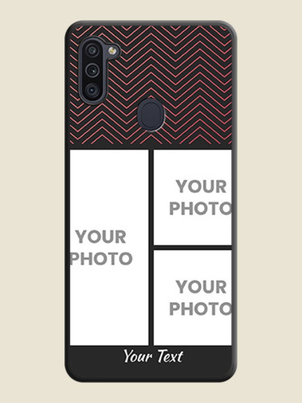 Custom Wave Pattern with 3 Image Holder on Space Black Custom Soft Matte Back Cover - Galaxy M11 - alternate view
