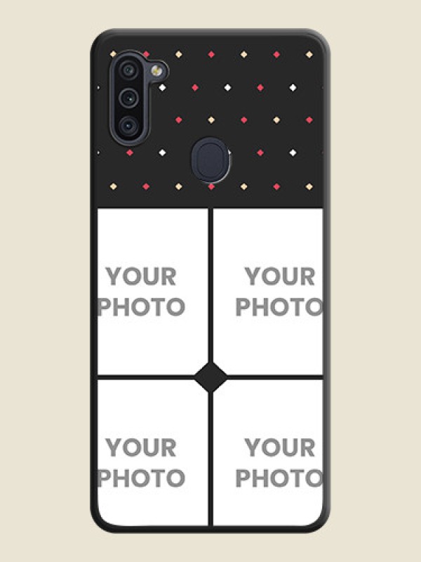Custom Multicolor Dotted Pattern with 4 Image Holder on Space Black Custom Soft Matte Phone Cases - Galaxy M11 - alternate view