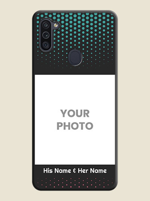 Custom Faded Dots with Grunge Photo Frame and Text on Space Black Custom Soft Matte Phone Cases - Galaxy M11 - alternate view
