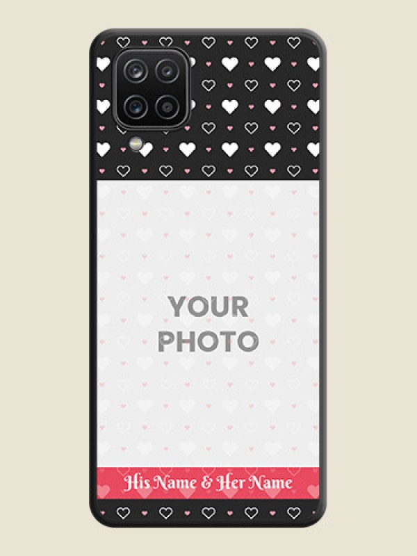 Custom White Color Love Symbols with Text Design on Photo on Space Black Soft Matte Phone Cover - Galaxy M12 - alternate view