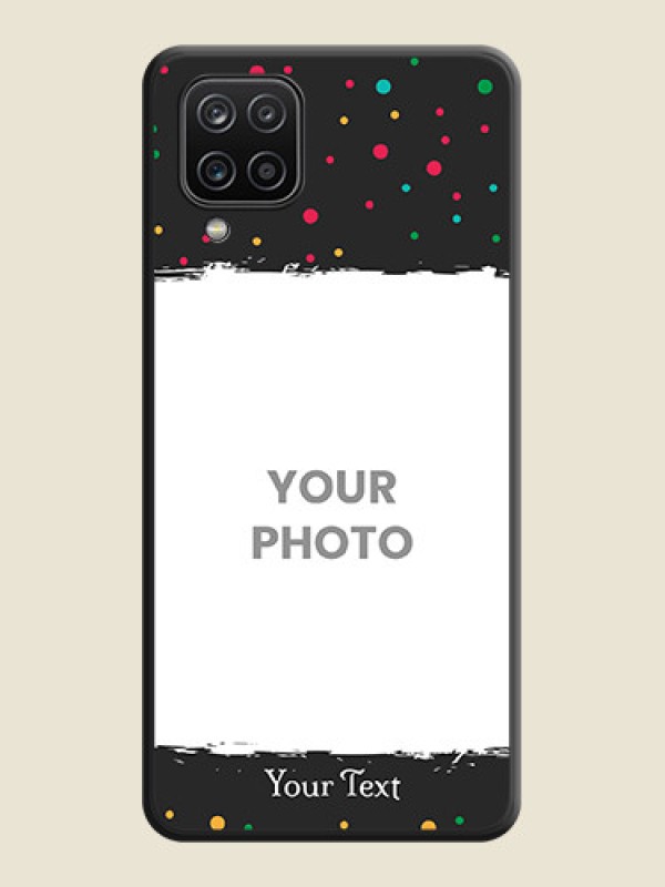 Custom Multicolor Dotted Pattern with Text on Space Black Custom Soft Matte Phone Back Cover - Galaxy M12 - alternate view