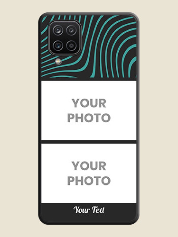 Custom Wave Pattern with 2 Image Holder on Space Black Personalized Soft Matte Phone Covers - Galaxy M12 - alternate view