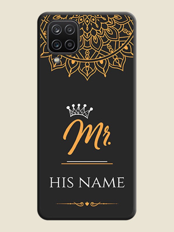 Custom Mr Name with Floral Design  on Personalised Space Black Soft Matte Cases - Galaxy M12 - alternate view