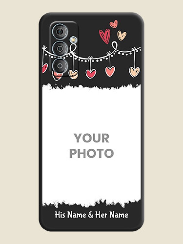Custom Pink Love Hangings with Name on Space Black Custom Soft Matte Phone Cases - Samsung Galaxy M13 4G - alternate view