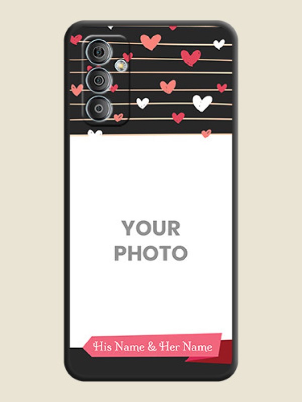 Custom Love Pattern with Name on Pink Ribbon  on Photo on Space Black Soft Matte Back Cover - Samsung Galaxy M13 4G - alternate view