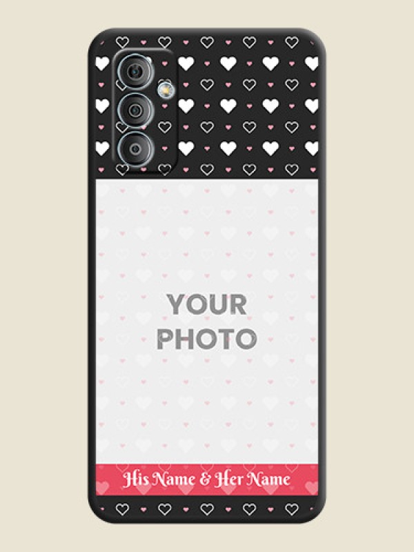 Custom White Color Love Symbols with Text Design on Photo on Space Black Soft Matte Phone Cover - Samsung Galaxy M13 4G - alternate view