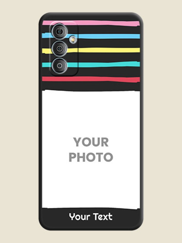 Custom Multicolor Lines with Image on Space Black Personalized Soft Matte Phone Covers - Samsung Galaxy M13 4G - alternate view