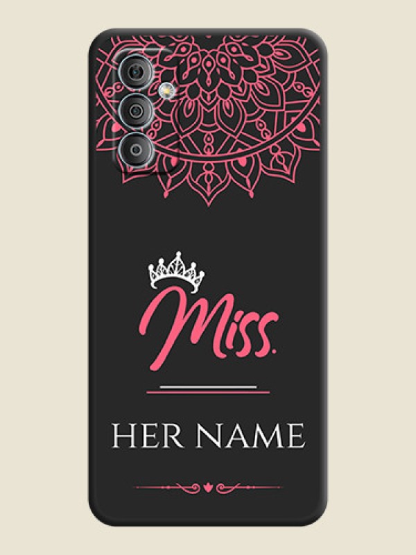 Custom Mrs Name with Floral Design on Space Black Personalized Soft Matte Phone Covers - Samsung Galaxy M13 4G - alternate view