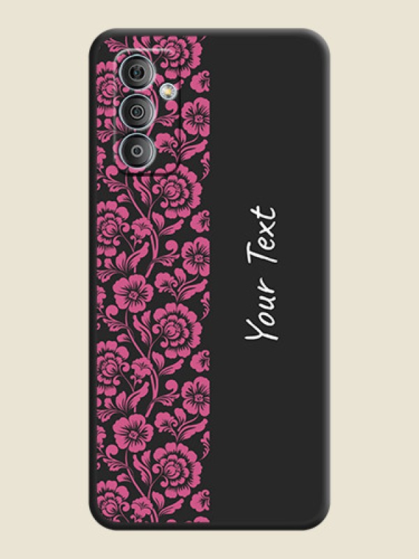 Custom Pink Floral Pattern Design With Custom Text On Space Black Personalized Soft Matte Phone Covers -Samsung Galaxy M13 4G - alternate view