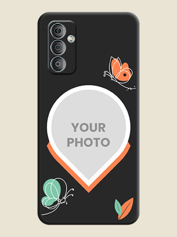 Custom Upload Pic With Simple Butterly Design On Space Black Personalized Soft Matte Phone Covers -Samsung Galaxy M13 4G - alternate view