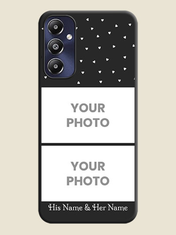 Custom Miniature Love Symbols with Name on Space Black Custom Soft Matte Back Cover - Galaxy M14 4G - alternate view