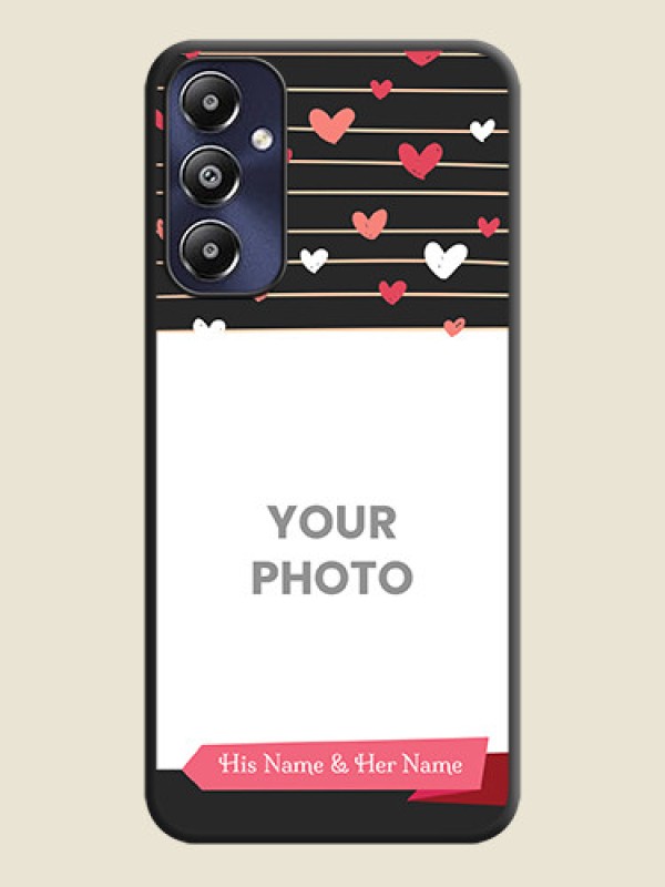 Custom Love Pattern with Name on Pink Ribbon - Photo on Space Black Soft Matte Back Cover - Galaxy M14 4G - alternate view