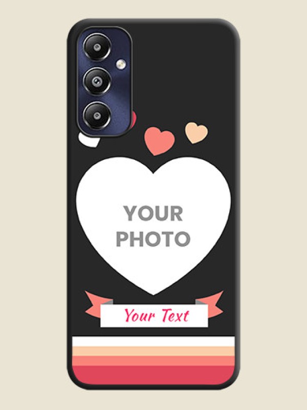 Custom Love Shaped Photo with Colorful Stripes on Personalised Space Black Soft Matte Cases - Galaxy M14 4G - alternate view
