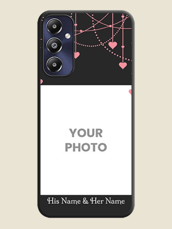 Custom Pink Love Hangings with Text on Space Black Custom Soft Matte Back Cover - Galaxy M14 4G - alternate view