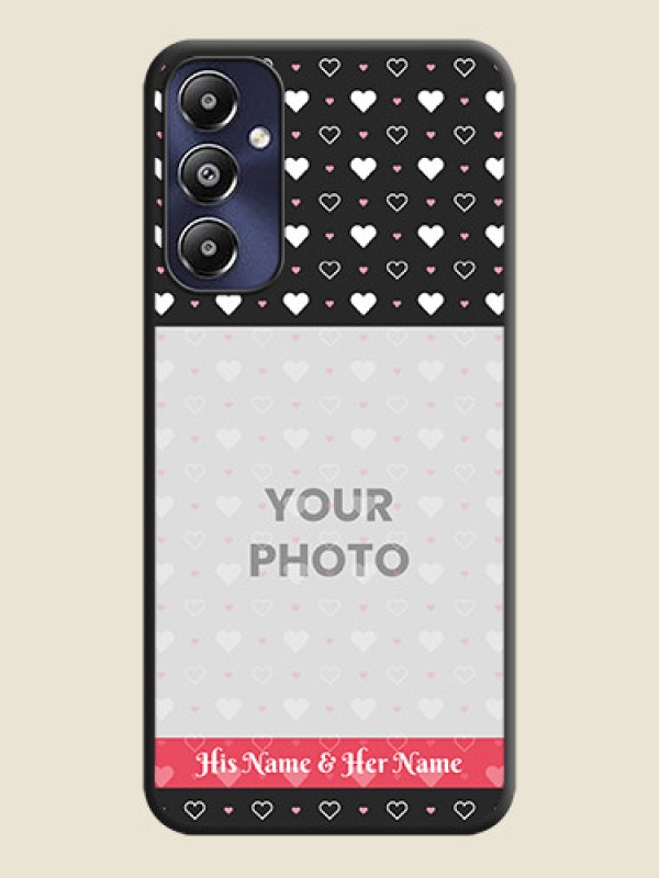 Custom White Color Love Symbols with Text Design - Photo on Space Black Soft Matte Phone Cover - Galaxy M14 4G - alternate view
