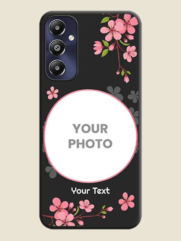 Custom Round Image with Pink Color Floral Design - Photo on Space Black Soft Matte Back Cover - Galaxy M14 4G - alternate view