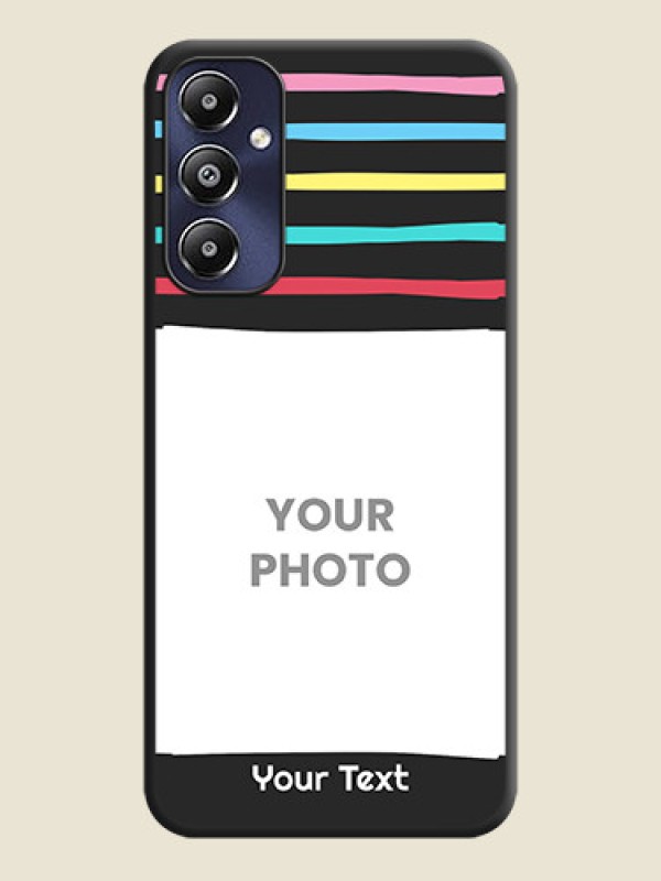 Custom Multicolor Lines with Image on Space Black Personalized Soft Matte Phone Covers - Galaxy M14 4G - alternate view