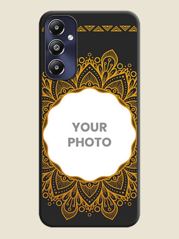 Custom Round Image with Floral Design - Photo on Space Black Soft Matte Mobile Cover - Galaxy M14 4G - alternate view