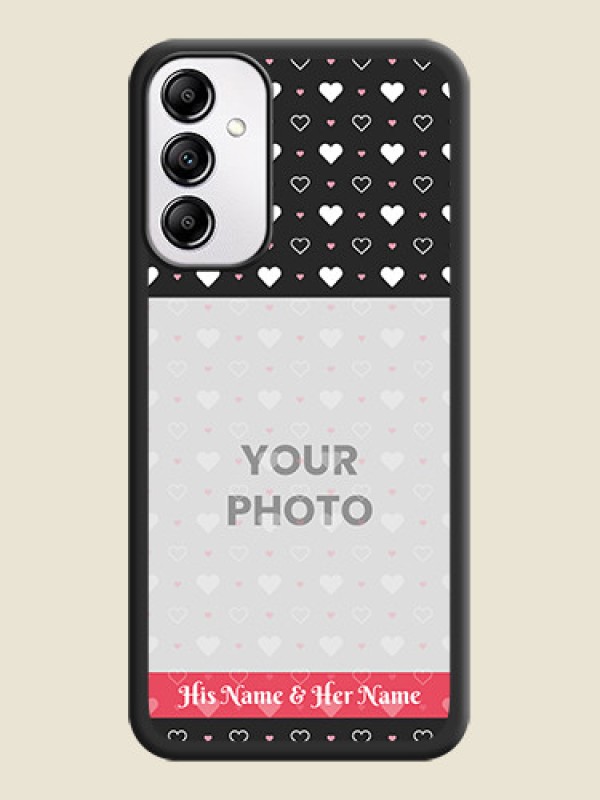 Custom White Color Love Symbols with Text Design on Photo on Space Black Soft Matte Phone Cover - Galaxy M14 5G - alternate view