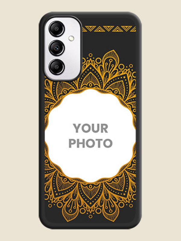 Custom Round Image with Floral Design on Photo on Space Black Soft Matte Mobile Cover - Galaxy M14 5G - alternate view