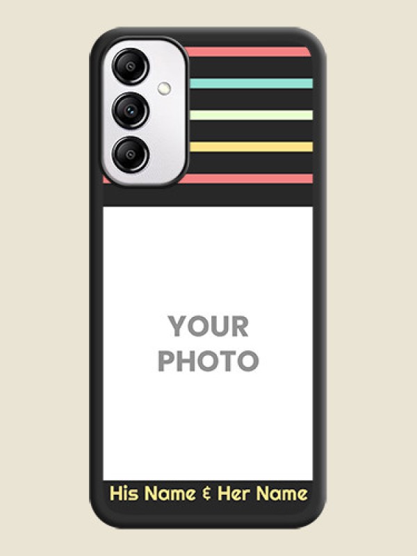 Custom Color Stripes with Photo and Text on Photo on Space Black Soft Matte Mobile Case - Galaxy M14 5G - alternate view