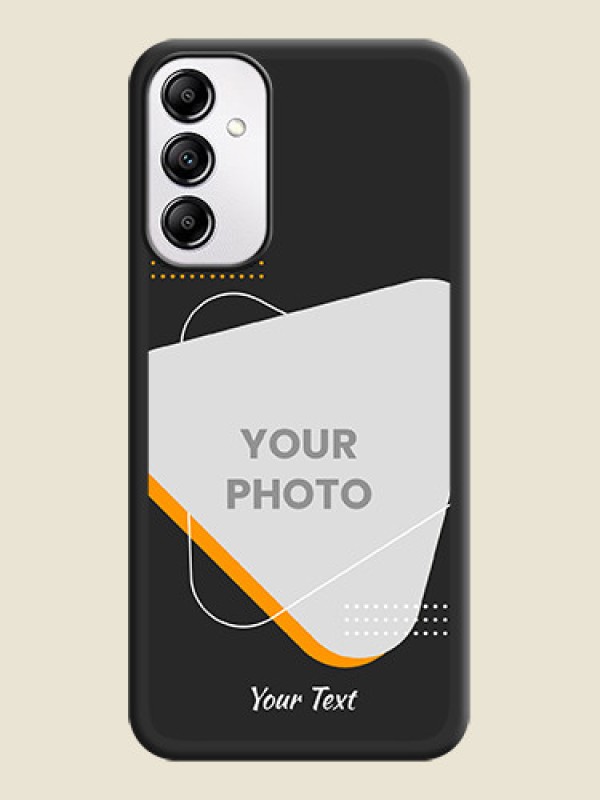 Custom Yellow Triangle on Photo on Space Black Soft Matte Phone Cover - Galaxy M14 5G - alternate view