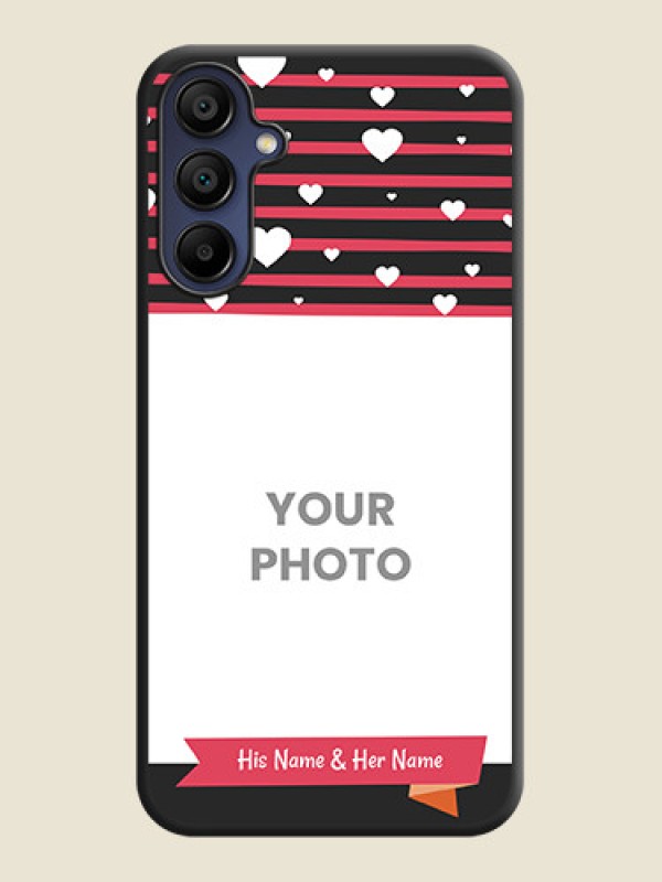 Custom White Color Love Symbols with Pink Lines Pattern on Space Black Custom Soft Matte Phone Cases - Galaxy M15 5G - alternate view