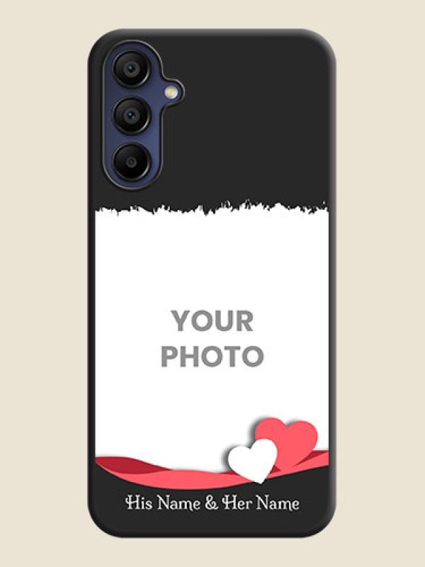 Custom Pink Color Love Shaped Ribbon Design with Text on Space Black Custom Soft Matte Phone Back Cover - Galaxy M15 5G - alternate view
