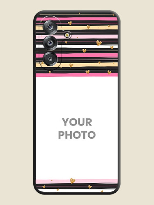 Custom Multicolor Lines and Golden Love Symbols Design on Photo On Space Black Custom Soft Matte Mobile Back Cover - Samsung Galaxy M17 5G - alternate view