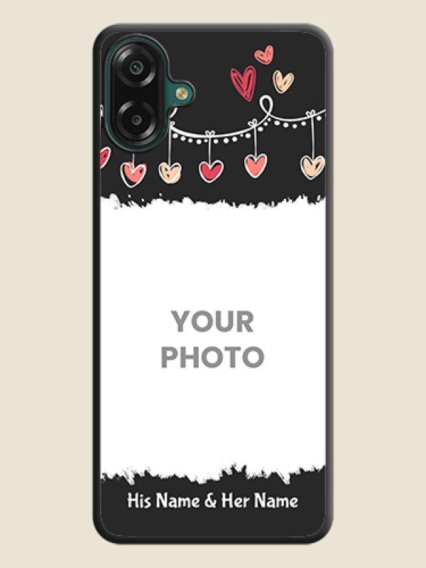 Custom Pink Love Hangings with Name On Space Black Custom Soft Matte Mobile Back Cover - Samsung Galaxy M17e - alternate view
