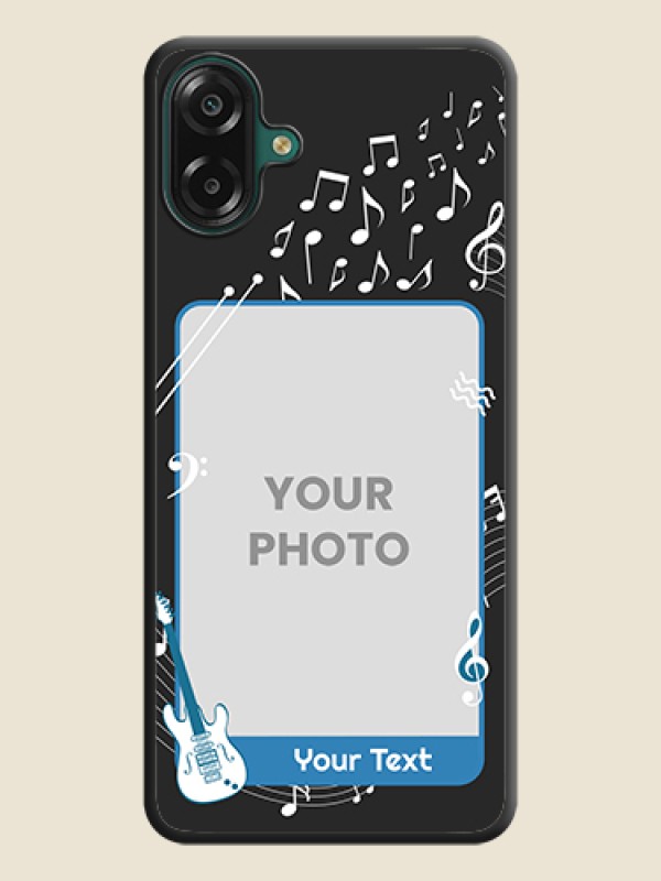 Custom Musical Theme Design with Text on Photo On Space Black Custom Soft Matte Mobile Back Cover - Samsung Galaxy M17e - alternate view