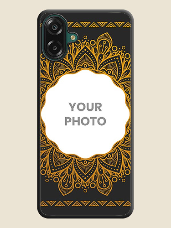 Custom Round Image with Floral Design On Space Black Custom Soft Matte Mobile Back Cover - Samsung Galaxy M17e - alternate view