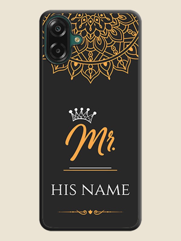 Custom Mr Name with Floral Design On Space Black Custom Soft Matte Mobile Back Cover - Samsung Galaxy M17e - alternate view