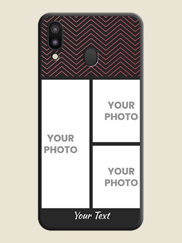 Custom Wave Pattern with 3 Image Holder on Space Black Custom Soft Matte Back Cover - Galaxy M20 - alternate view