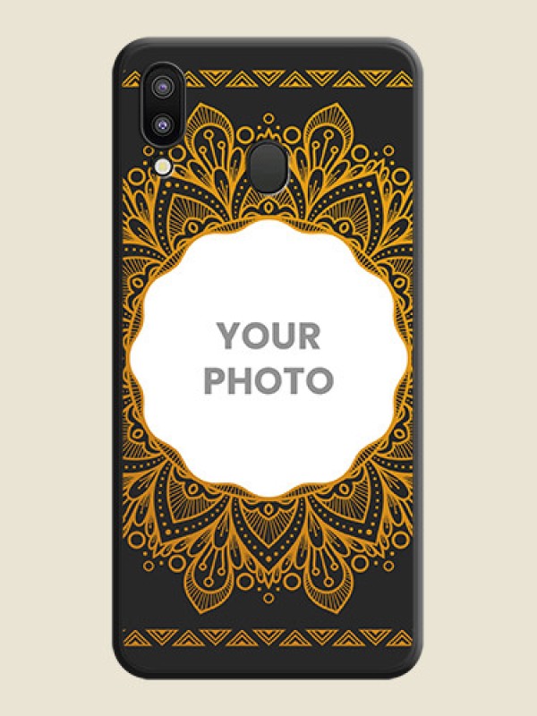 Custom Round Image with Floral Design on Photo on Space Black Soft Matte Mobile Cover - Galaxy M20 - alternate view
