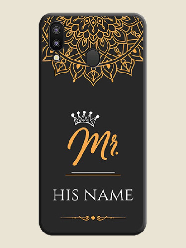 Custom Mr Name with Floral Design  on Personalised Space Black Soft Matte Cases - Galaxy M20 - alternate view