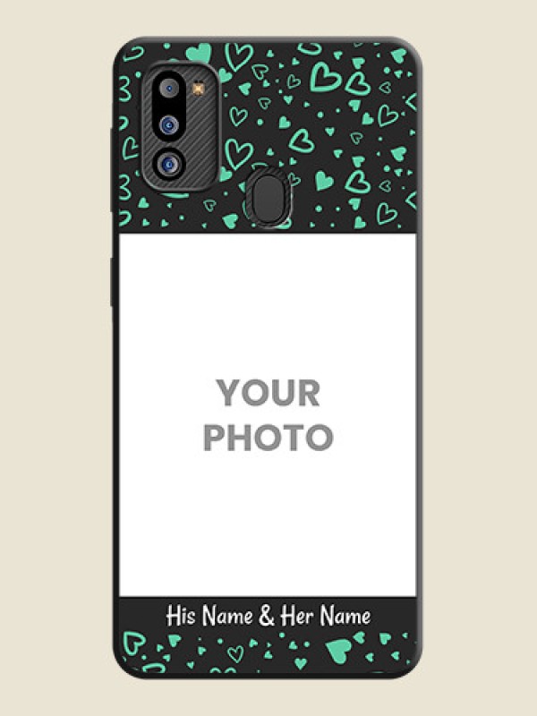Custom Sea Green Indefinite Love Pattern on Photo on Space Black Soft Matte Mobile Cover - Galaxy M21 2021 Edition - alternate view