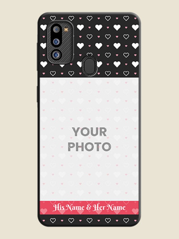 Custom White Color Love Symbols with Text Design on Photo on Space Black Soft Matte Phone Cover - Galaxy M21 2021 Edition - alternate view