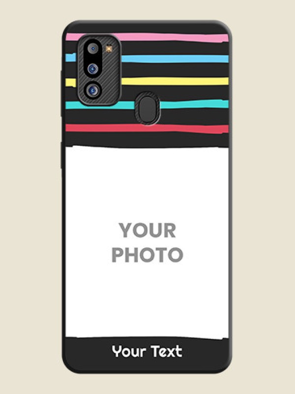 Custom Multicolor Lines with Image on Space Black Personalized Soft Matte Phone Covers - Galaxy M21 2021 Edition - alternate view
