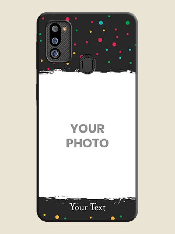 Custom Multicolor Dotted Pattern with Text on Space Black Custom Soft Matte Phone Back Cover - Galaxy M21 2021 Edition - alternate view